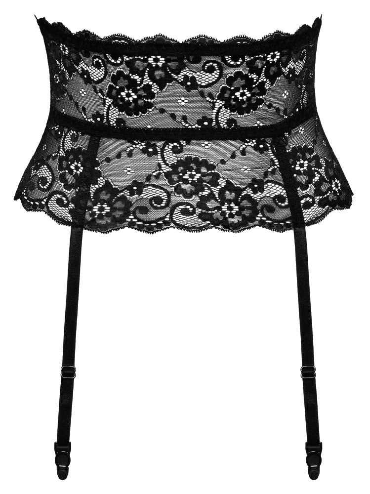 Lace Suspenders S - Liguero de Encaje Negro Cottelli Lingerie
