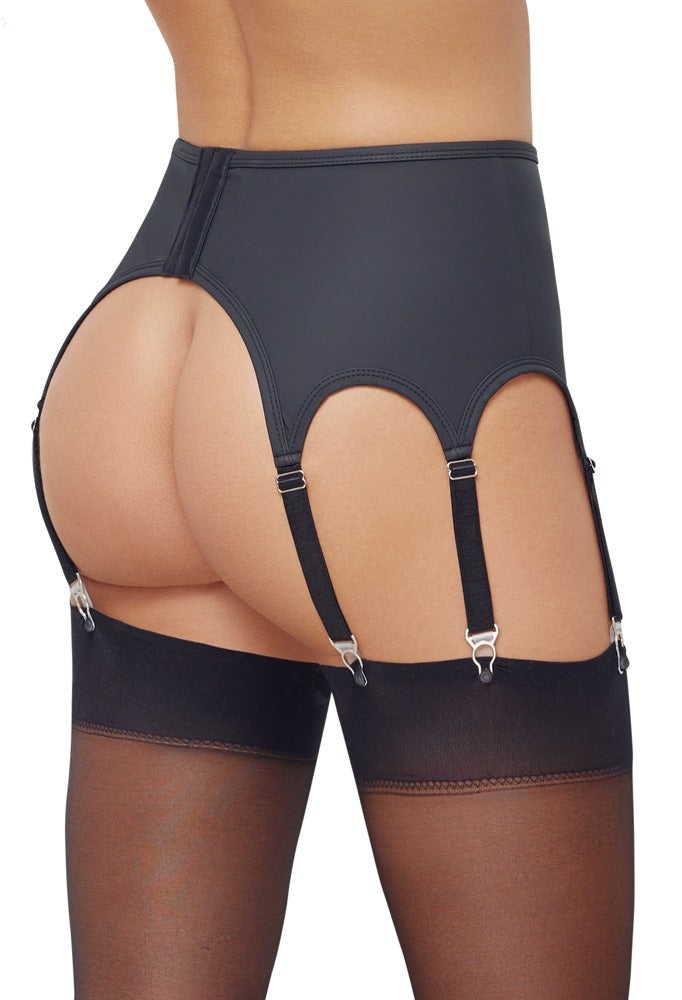 Suspender Belt 4x S Cottelli Lingerie - Liguero Negro Mate con Tirantes Ajustables