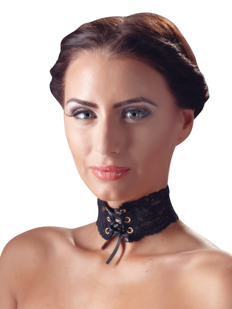 Choker Lace Cottelli Accessoires - Collar de Encaje Negro Ajustable