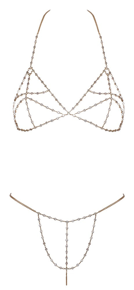 Bra Set Chain Gold - Conjunto Bikini con Cadenas Doradas Cottelli