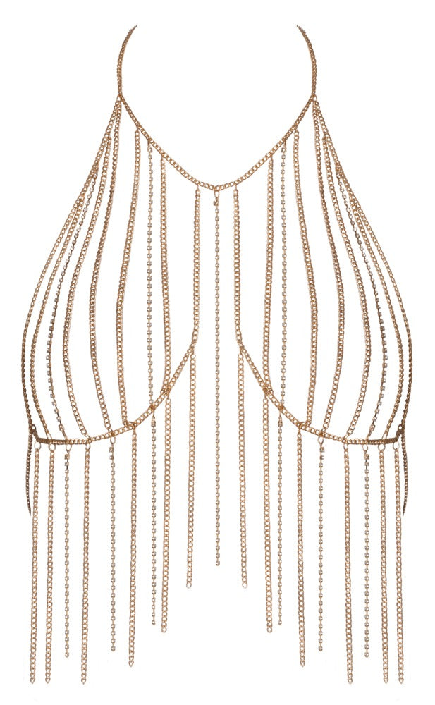 Chain Top Gold Cottelli Accessoires - Top de Cadena Dorada con Strass