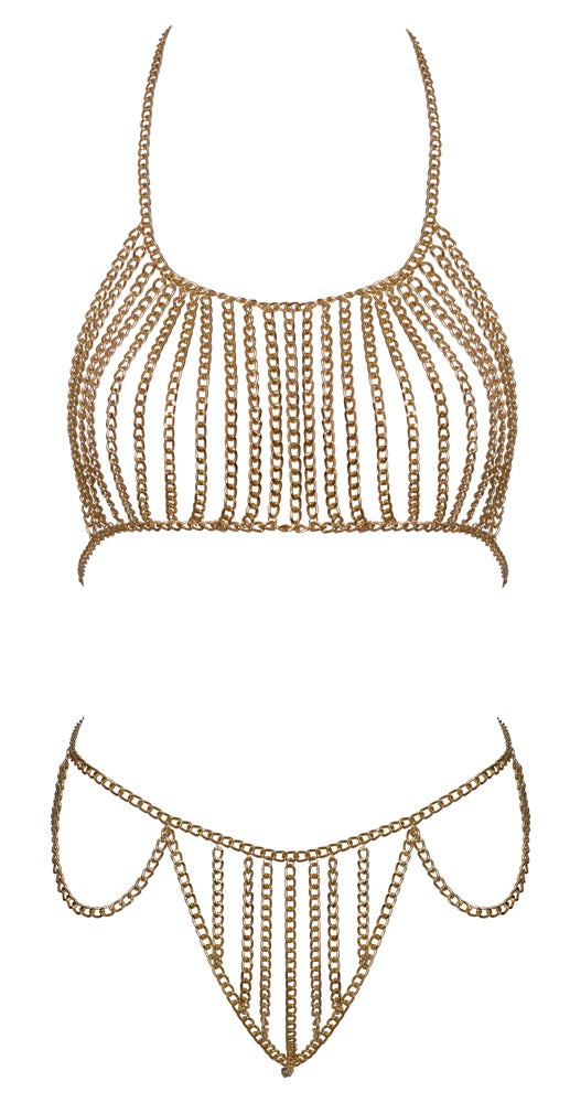 Top Set Chain Gold Cottelli - Bikini Cadena Dorada Ajustable