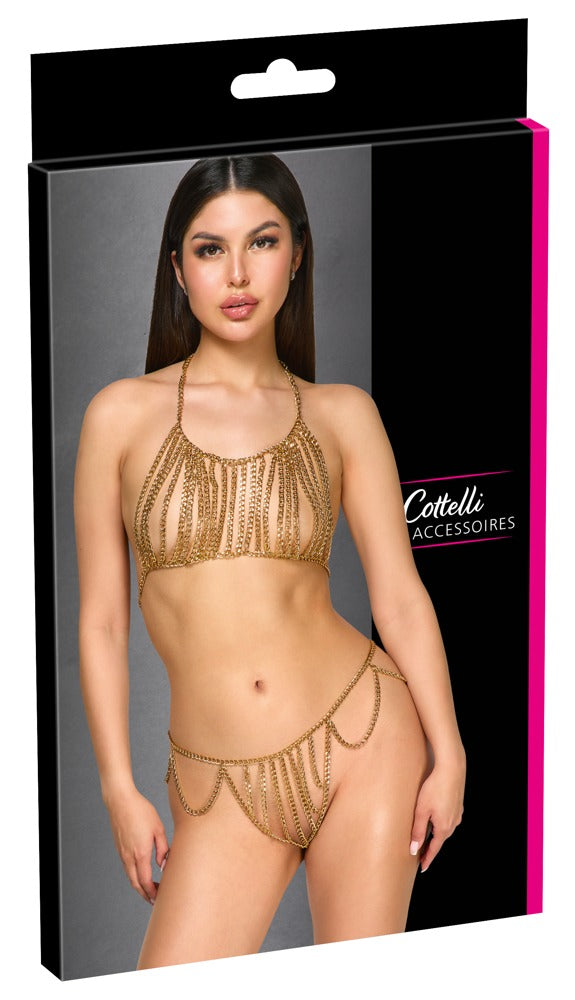 Top Set Chain Gold Cottelli - Bikini Cadena Dorada Ajustable