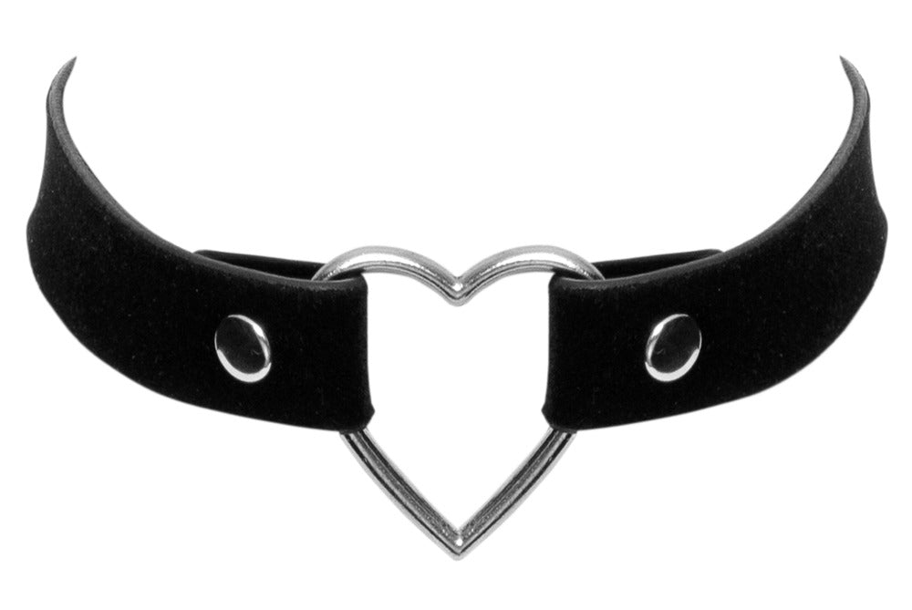 Choker Gargantilla Negra con Corazón Metálico Cottelli Accessoires