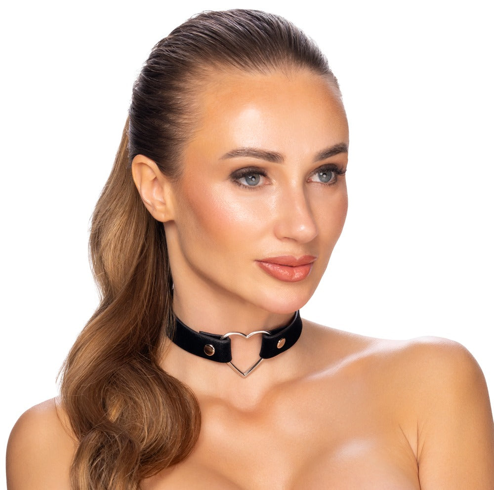 Choker Gargantilla Negra con Corazón Metálico Cottelli Accessoires