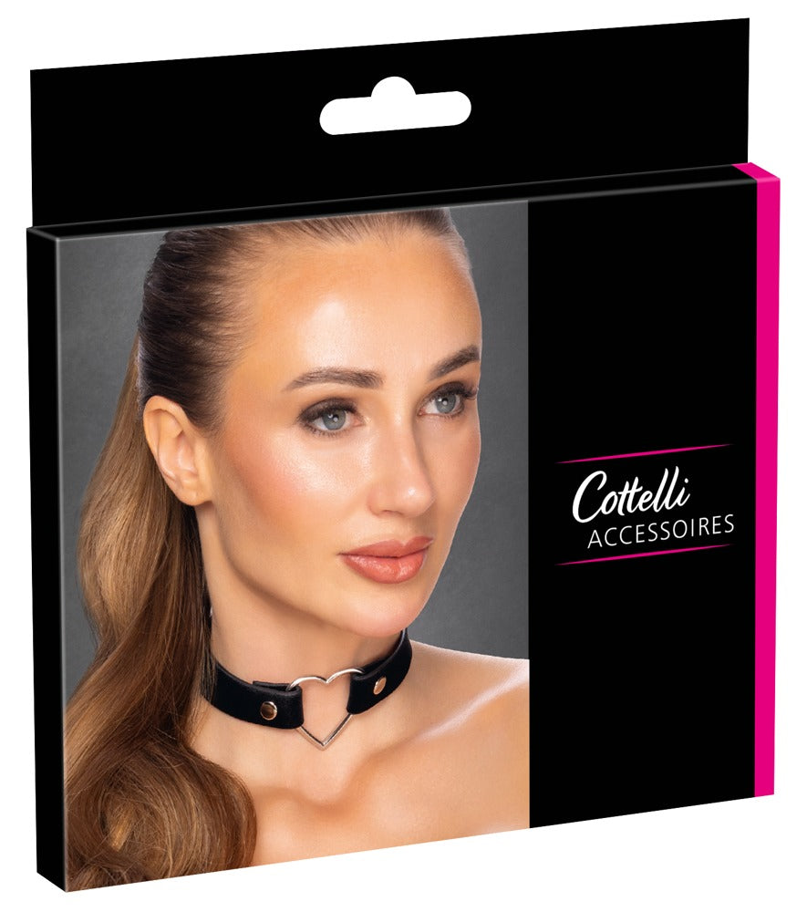 Choker Gargantilla Negra con Corazón Metálico Cottelli Accessoires