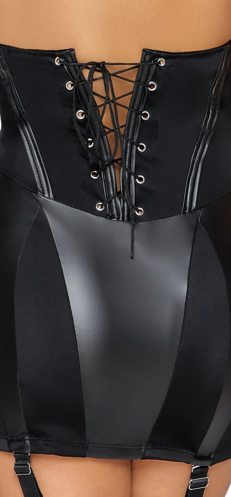 Dominatrix Dress M - Disfraz Sexy con Suspensores y Flogger