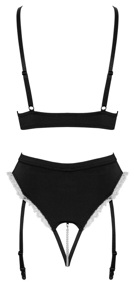 Maid Set XL Cottelli - Conjunto Sirvienta Sexy Negro con Volantes