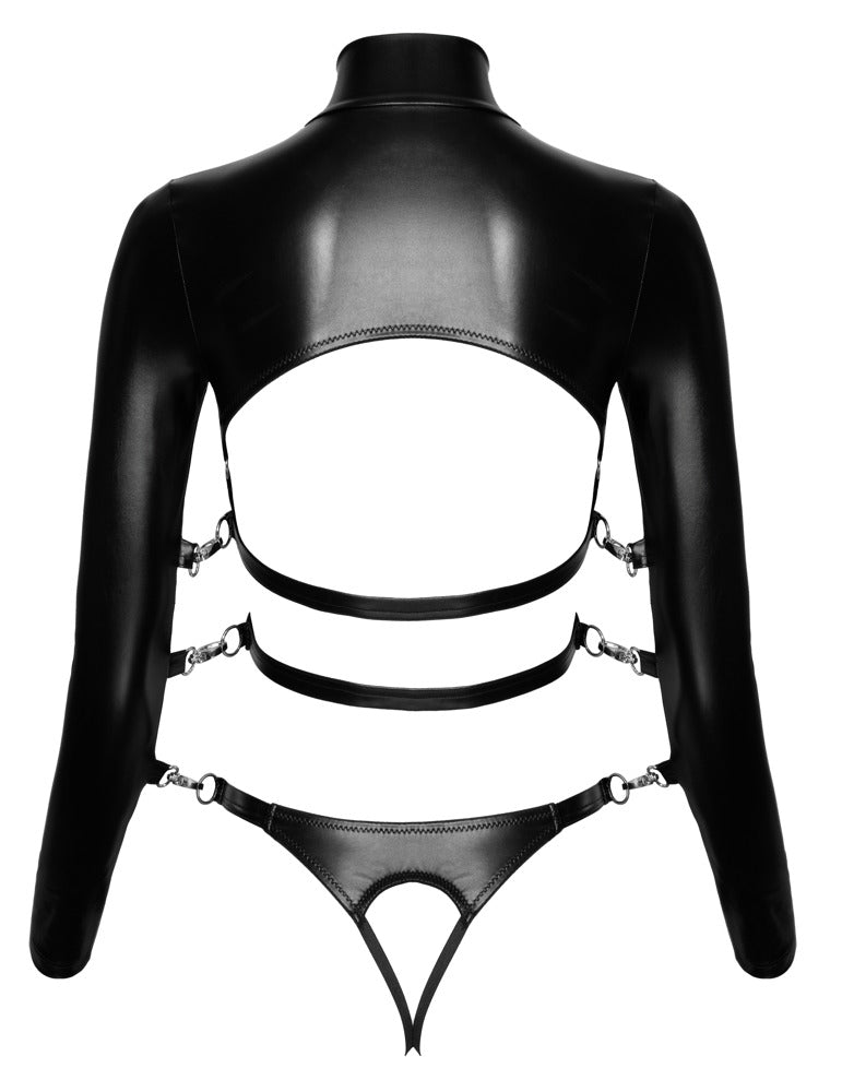 Bad Kitty Bondage Body 2XL - Conjunto Polipiel Negro con Correas Ajustables