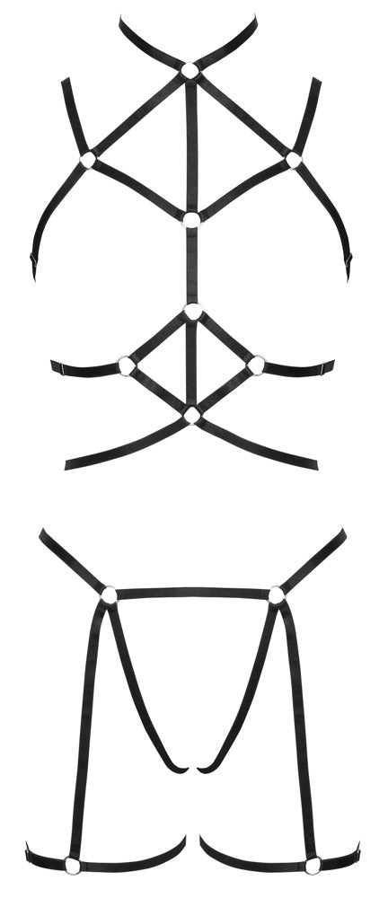 Bondage Set S-L Cottelli Lingerie - Arnés Negro de 3 Piezas