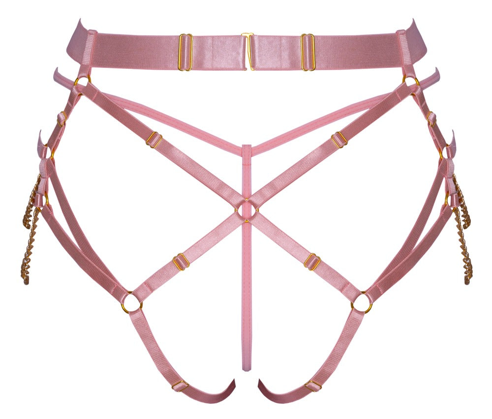 Bad Kitty String Pink S-L - Tanga con Arnés Elástico