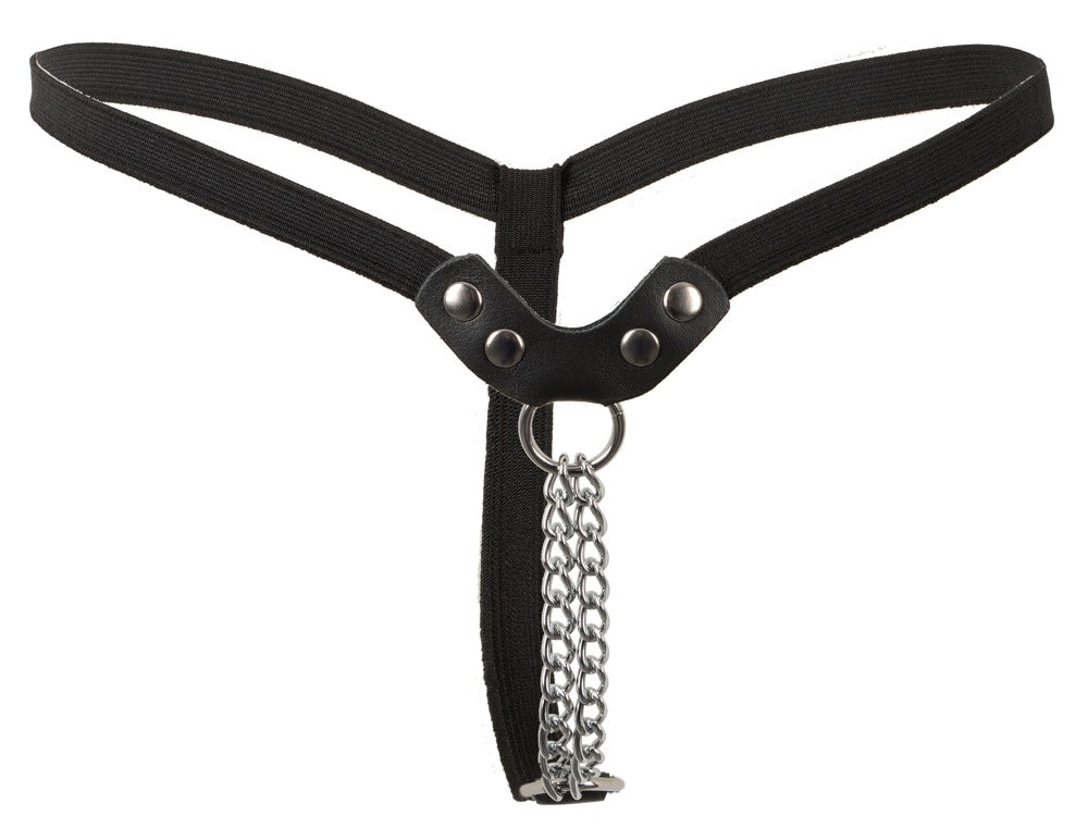Tanga Fetish Collection Polipiel con Cadenas Plateadas