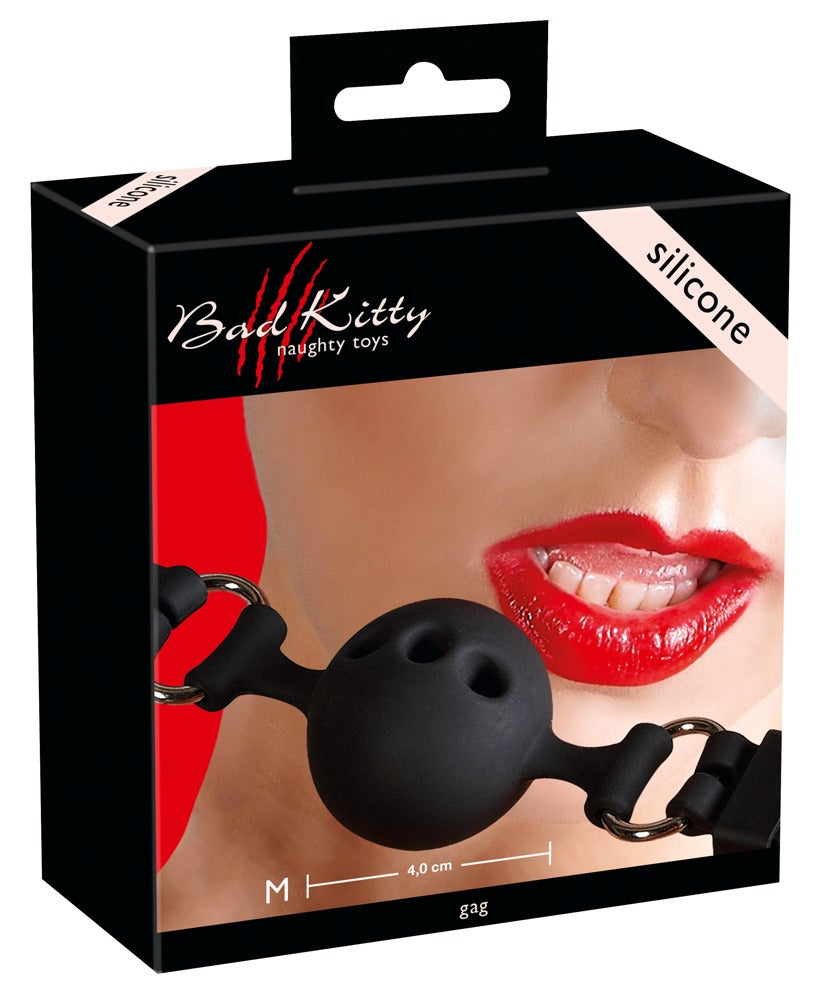 Mordaza de Silicona Medium Bad Kitty - Gag Ajustable Negro