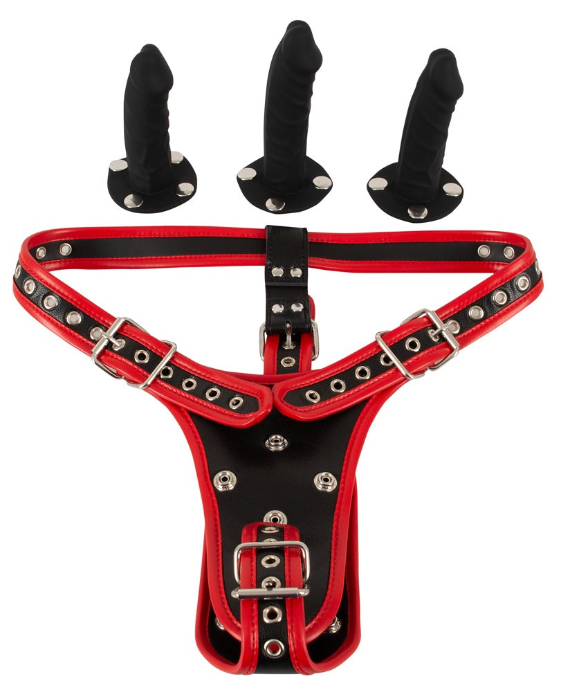 Arnés Strap-On Bad Kitty 2XL con 3 Consoladores de Silicona