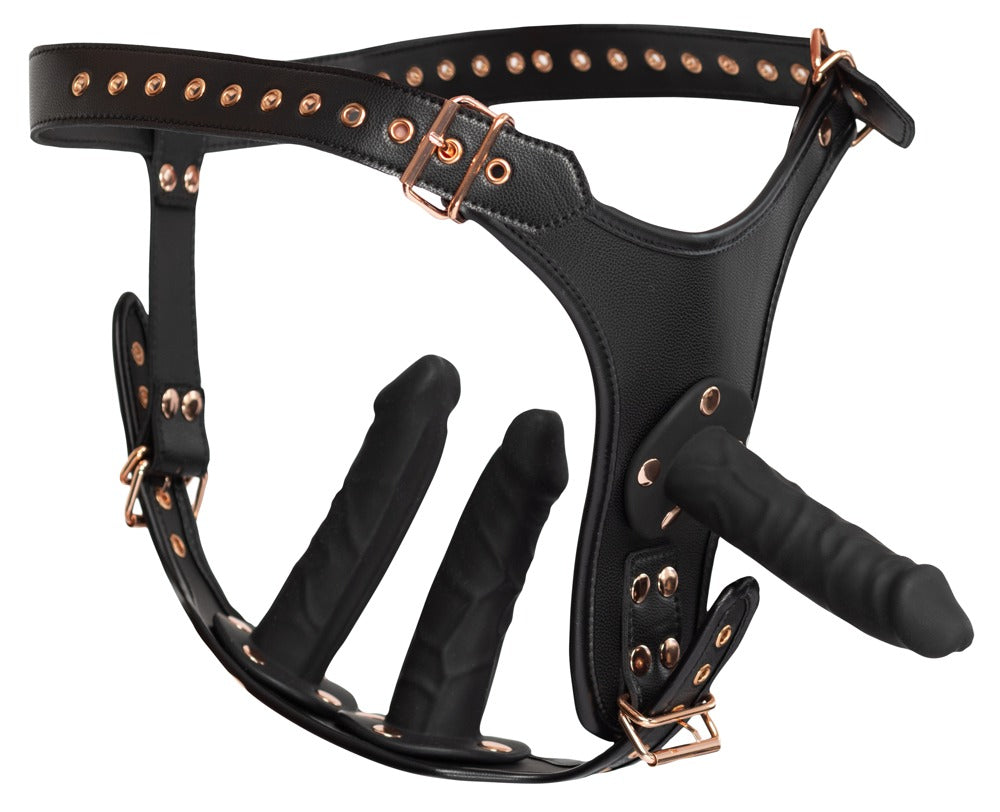 Bad Kitty StrapOn 3D 2XL - Arnés con 3 Dildos Realistas