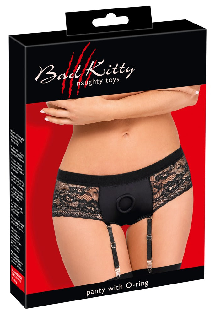 Bad Kitty Susp-Panty S - Braguitas Negras con Tirantes Ajustables
