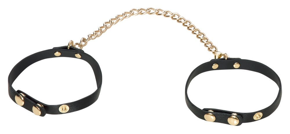 Bad Kitty Bondage Set Gold - Conjunto de 5 piezas en cuero negro