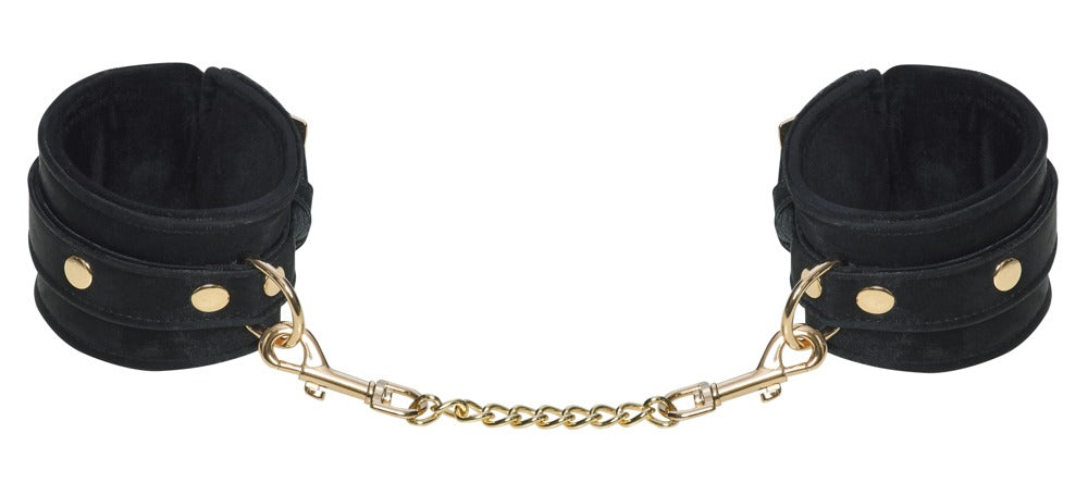 Esposas Velvet Black Bad Kitty - Bondage con Cadena Dorada Desmontable