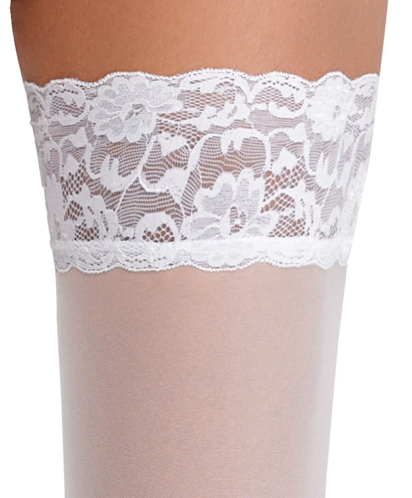 Hold-ups White 3 Cottelli Legwear - Medias de Encaje con Silicona