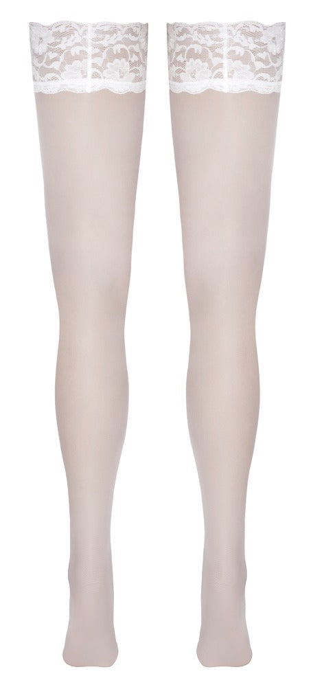 Hold-ups White 3 Cottelli Legwear - Medias de Encaje con Silicona