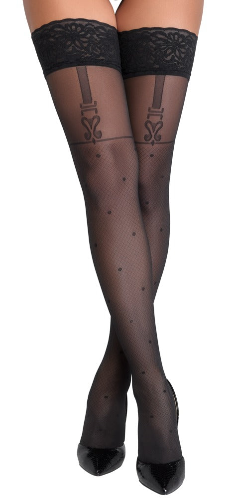 Hold-ups Flirt 3 - Medias Autosustentables con Encaje y Lunares