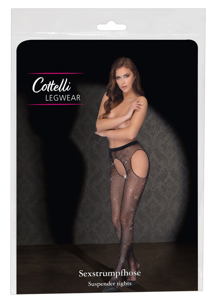 Sex Tights S-L Cottelli Legwear - Mallas de Malla con Purpurina