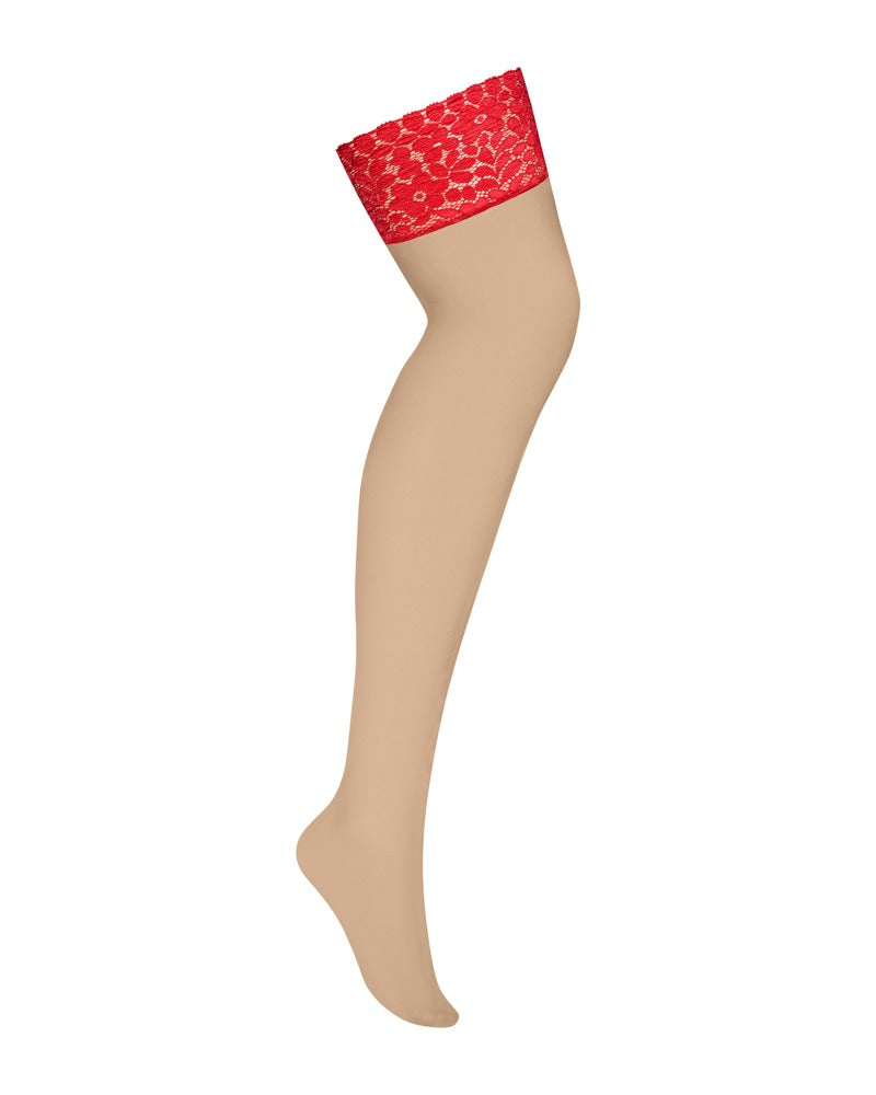 Medias Obsessive Stocking 4XL/5XL - Encaje Elástico Rojo