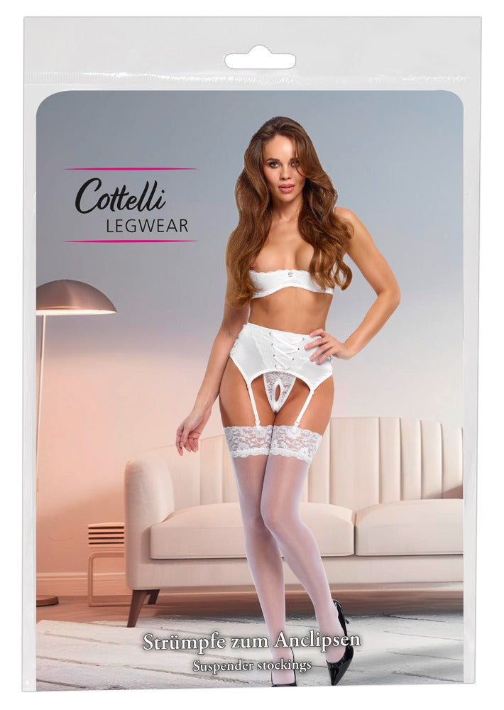 Medias Blancas Cottelli Legwear - Encaje Elástico 20 Deniers