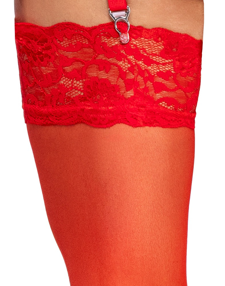 Medias Rojas Cottelli Legwear con Encaje Elástico - Talla S