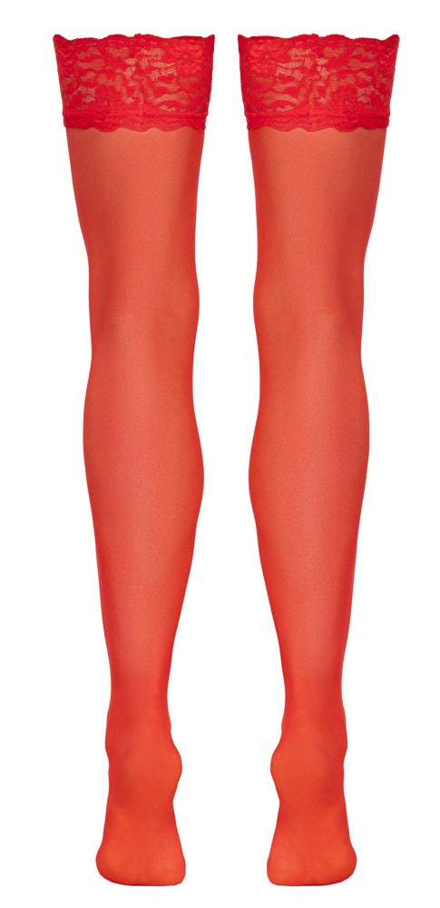 Medias Rojas Cottelli Legwear - Talla L con Encaje Elástico