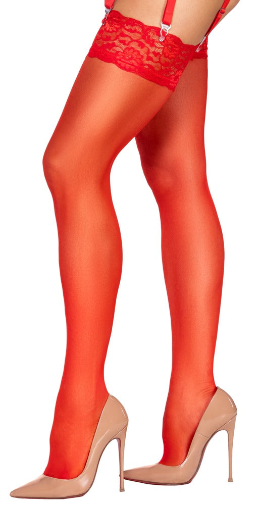Medias Rojas Cottelli Legwear - Talla L con Encaje Elástico