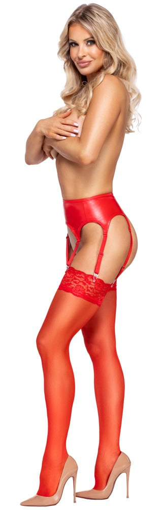 Medias Rojas Cottelli Legwear - Talla L con Encaje Elástico