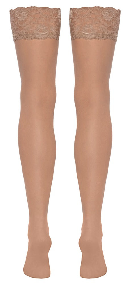 Medias Nude XL Cottelli Legwear - Seda 20 Deniers con Encaje Elástico