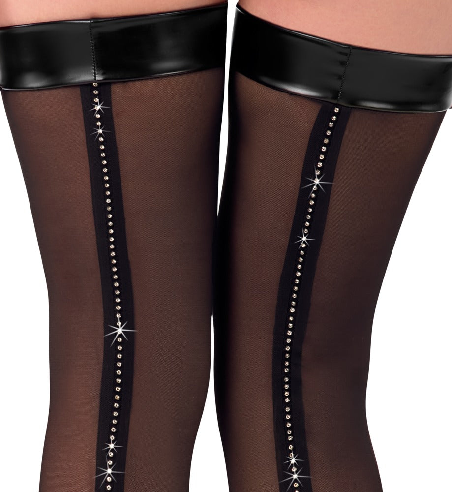 Noir Thigh-highs XL - Medias Overknee Transparentes con Efecto Brillante