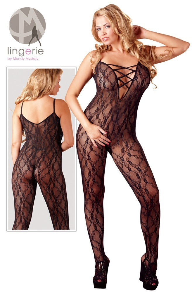 Catsuit Negro XXL-XXXL No:Xqse - Body Entero de Encaje