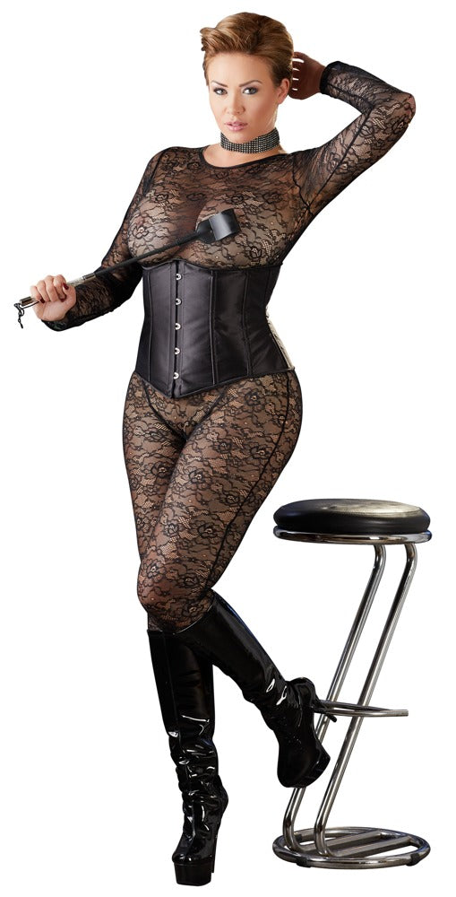 Underbust Corset XL Cottelli Curves - Corsé Negro de Satén con Cierre Rápido