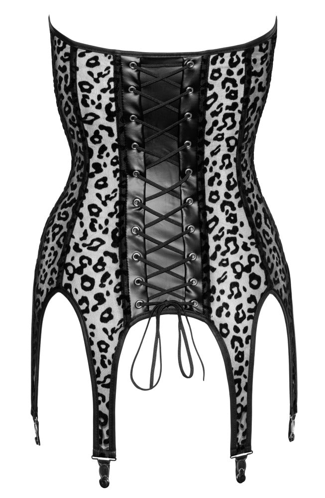 Corset Leo XL Noir - Top Boudoir Stories con Estampado de Terciopelo