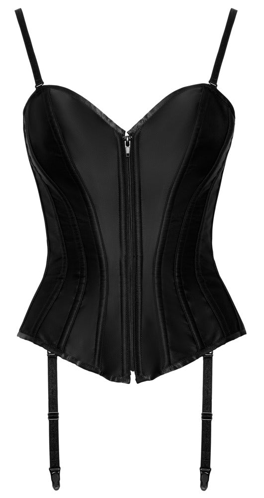Corset Black S Cottelli PARTY - Satén Mate con Varillas Flexibles
