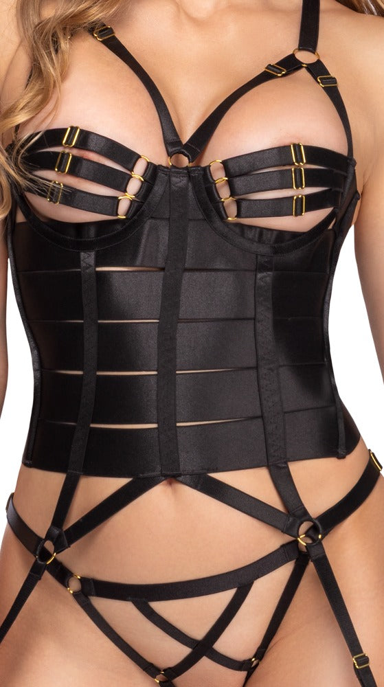 Corset Straps 75B/S Cottelli Lingerie - Conjunto Liguero Negro