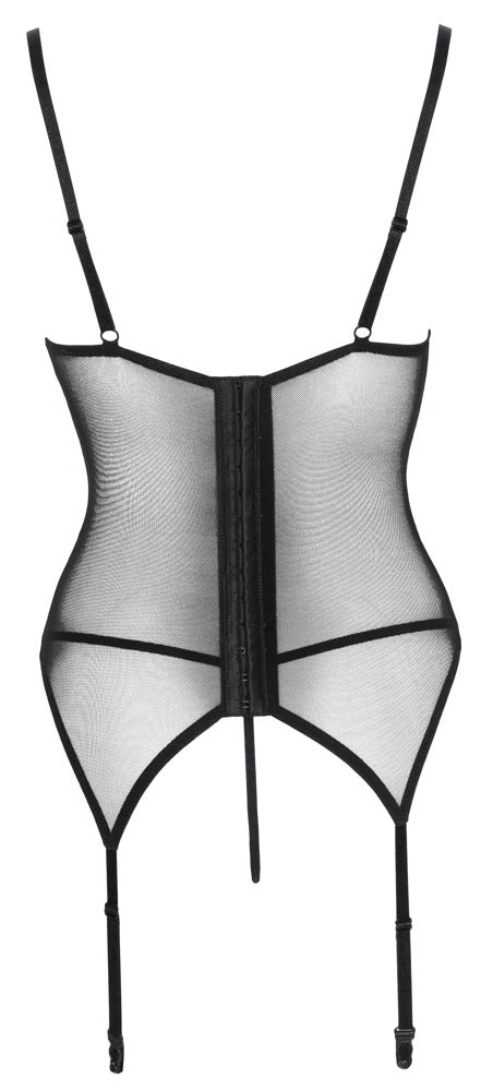 Basque Red/Black L - Chemise con Liguero y Tanga de Encaje Cottelli