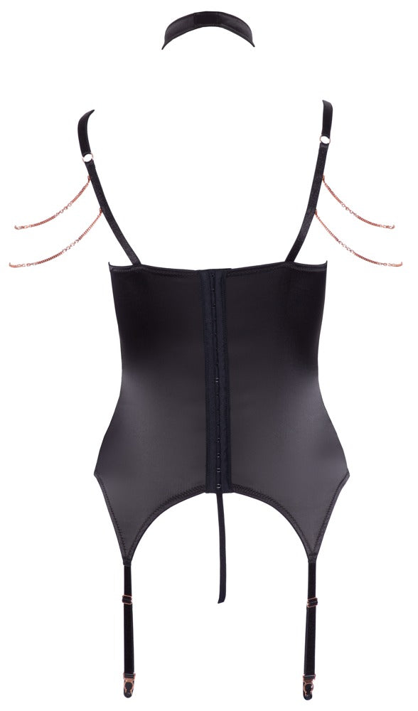Basque 80B/M Abierta Fina - Chemise con Liguero y Cadenas de Strass