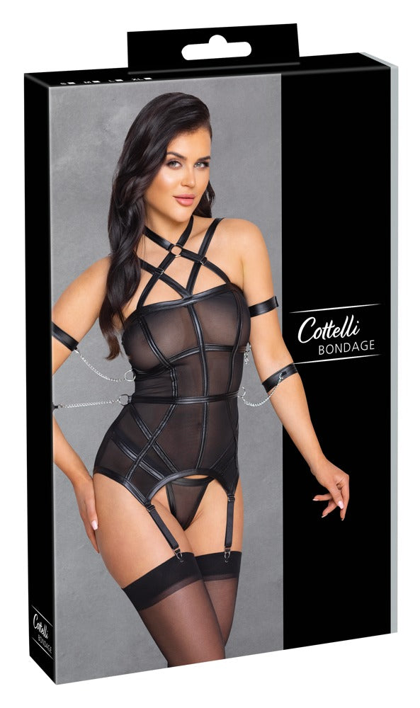 Basque Bondage S - Set Liguero con Esposas y Cadenas