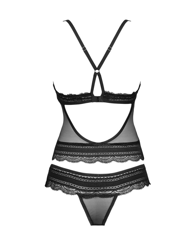 OBS Top+Thong 2XL/3XL Obsessive Ivannes - Conjunto Lencería Negra Talla Grande
