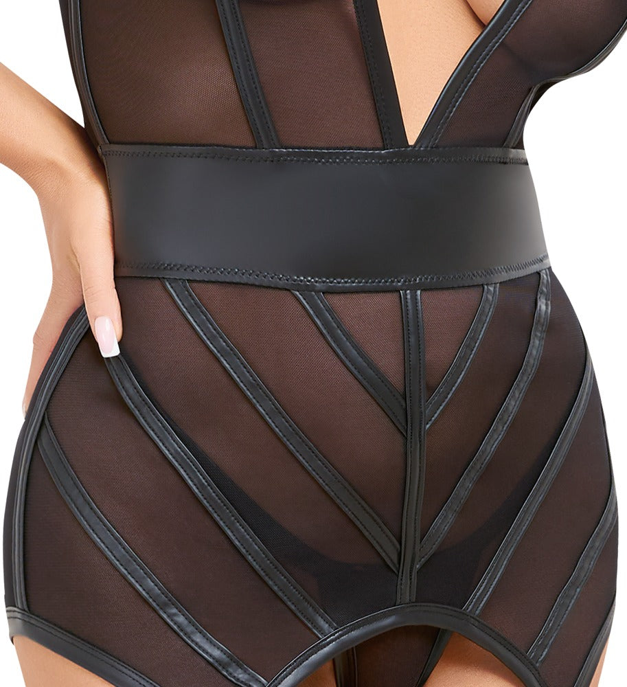 Basque and String S Cottelli - Conjunto Elegante con Tirantes y Tanga