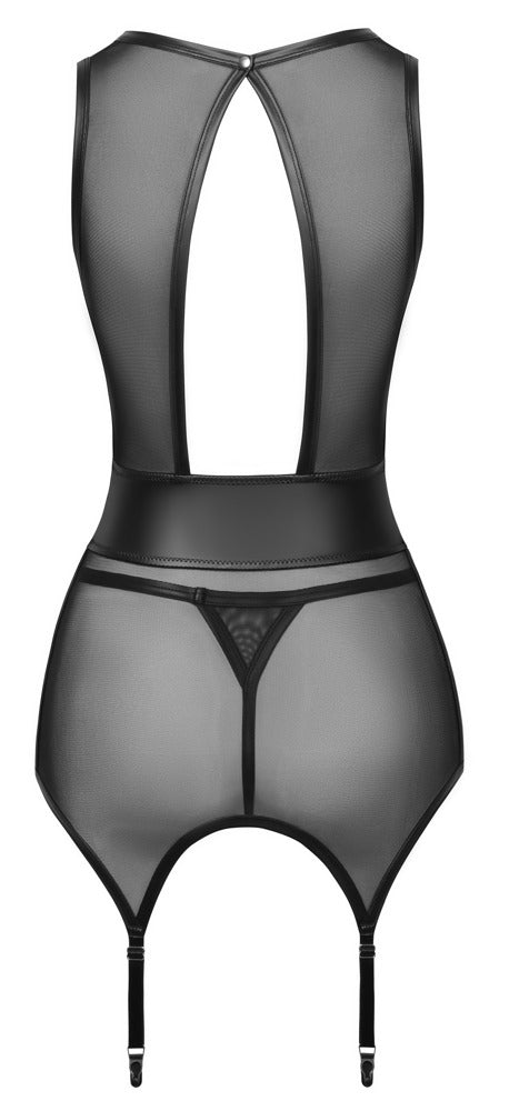 Basque and String S Cottelli - Conjunto Elegante con Tirantes y Tanga