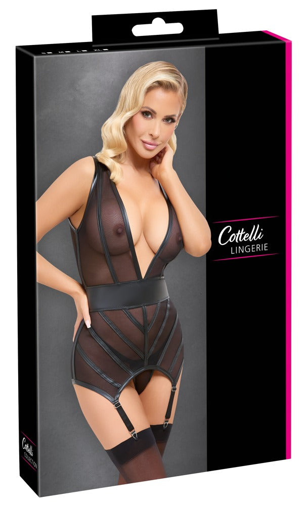 Basque and String S Cottelli - Conjunto Elegante con Tirantes y Tanga