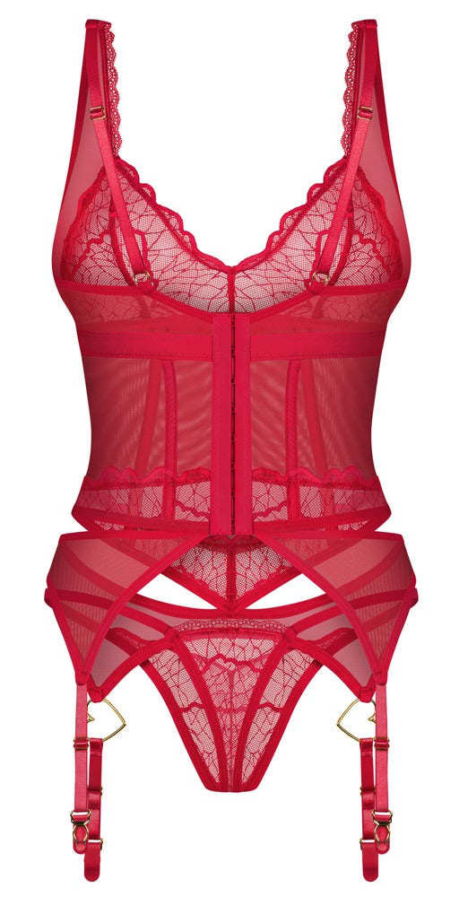Obsessive Cupide Desir Corset 2XL/3XL - Conjunto Rojo Sensual
