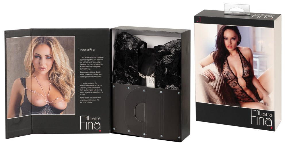 Body S Abierta Fina - Encaje Floral Transparente con Strass