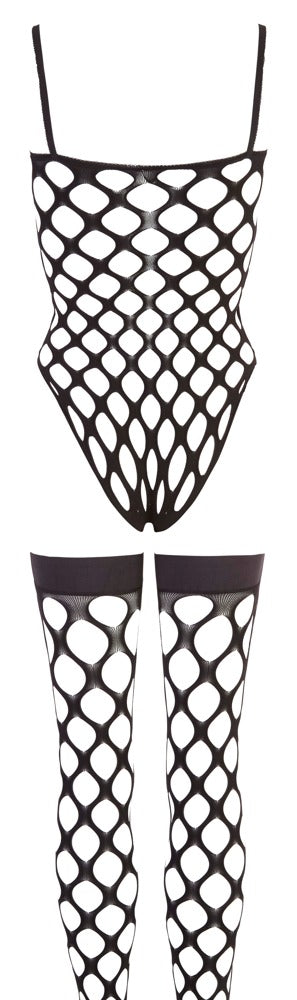 Body y Medias S-L No:Xqse - Conjunto Negro Malla