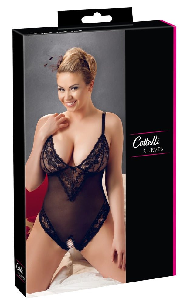 Crotchless Body 2XL Cottelli Curves - Powernet y Encaje Floral